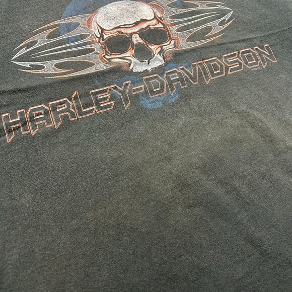 Vintage Harley Davidson Graphic Tee Mens Large Chrome Skull Ohio Black Shirt - Picture 8 of 11